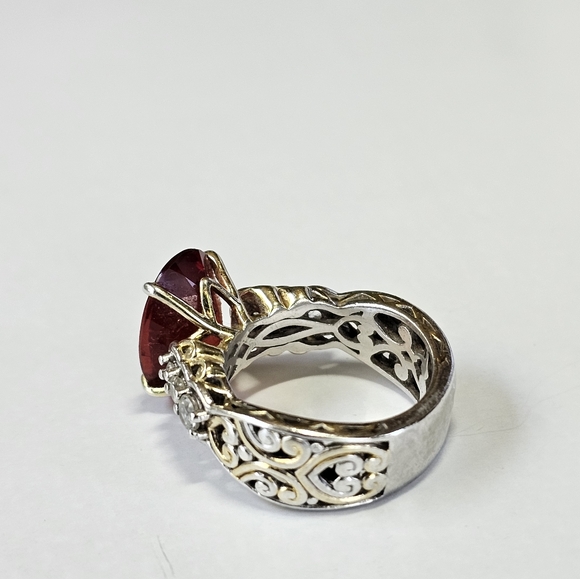 Retired Gems En Vogue 7.79ctw Andesine & White Zircon Cocktail 💍 Sz 6! 🔥 - Picture 7 of 9